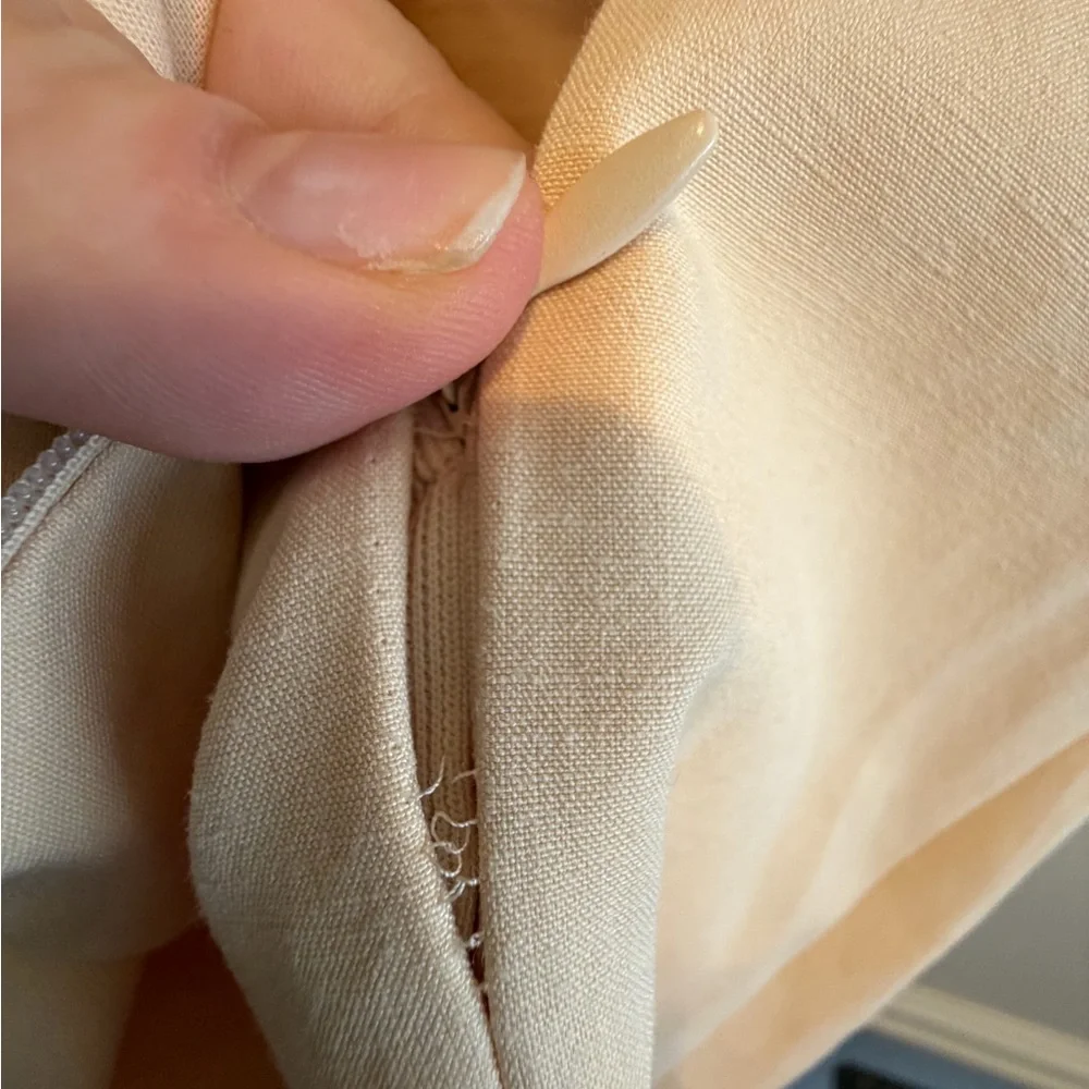 Zara Linen Cut Out Sand Brown Mini Dress S - Picture 4 of 5